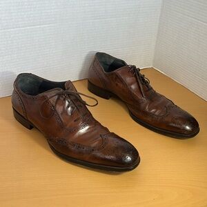 To Boot New York Adam Derrick Brown Burnished Leather Wing‎ Tip Shoes, Size 11